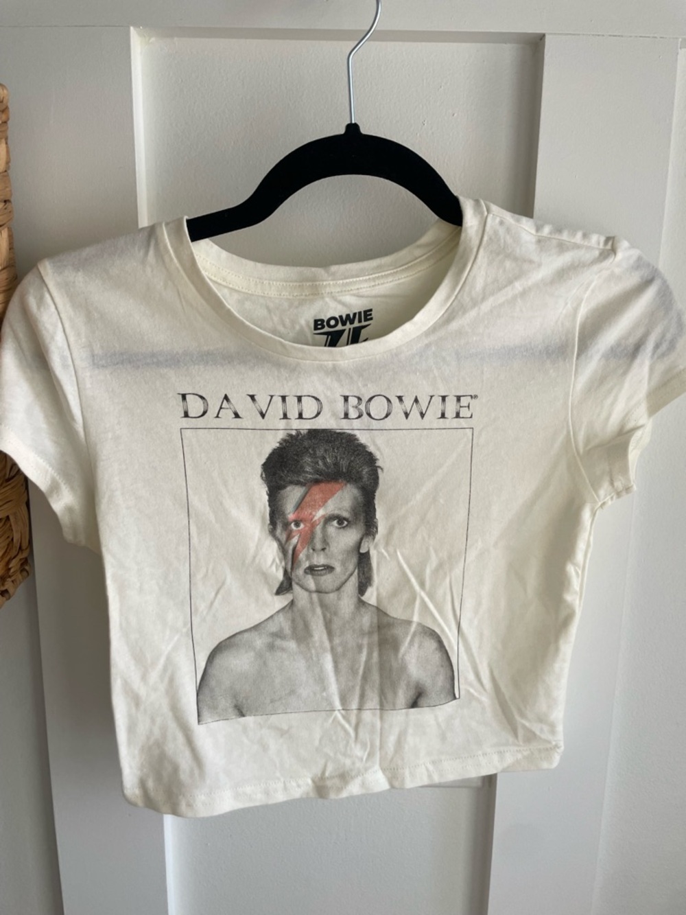David Bowie Graphic Crop Tee - White